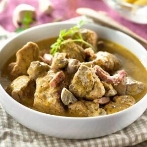 Sauté de porc au cidre et riz