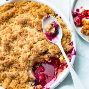 Crumble pommes framboises
