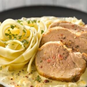 Filet mignon sauce moutarde et tagliatelles