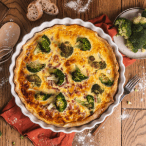 Tarte brocolis lardons