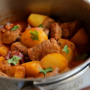 Sauté de porc au chorizo et pommes de terre vapeur