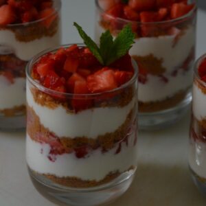 Verrine fromage blanc, fraises et spéculos